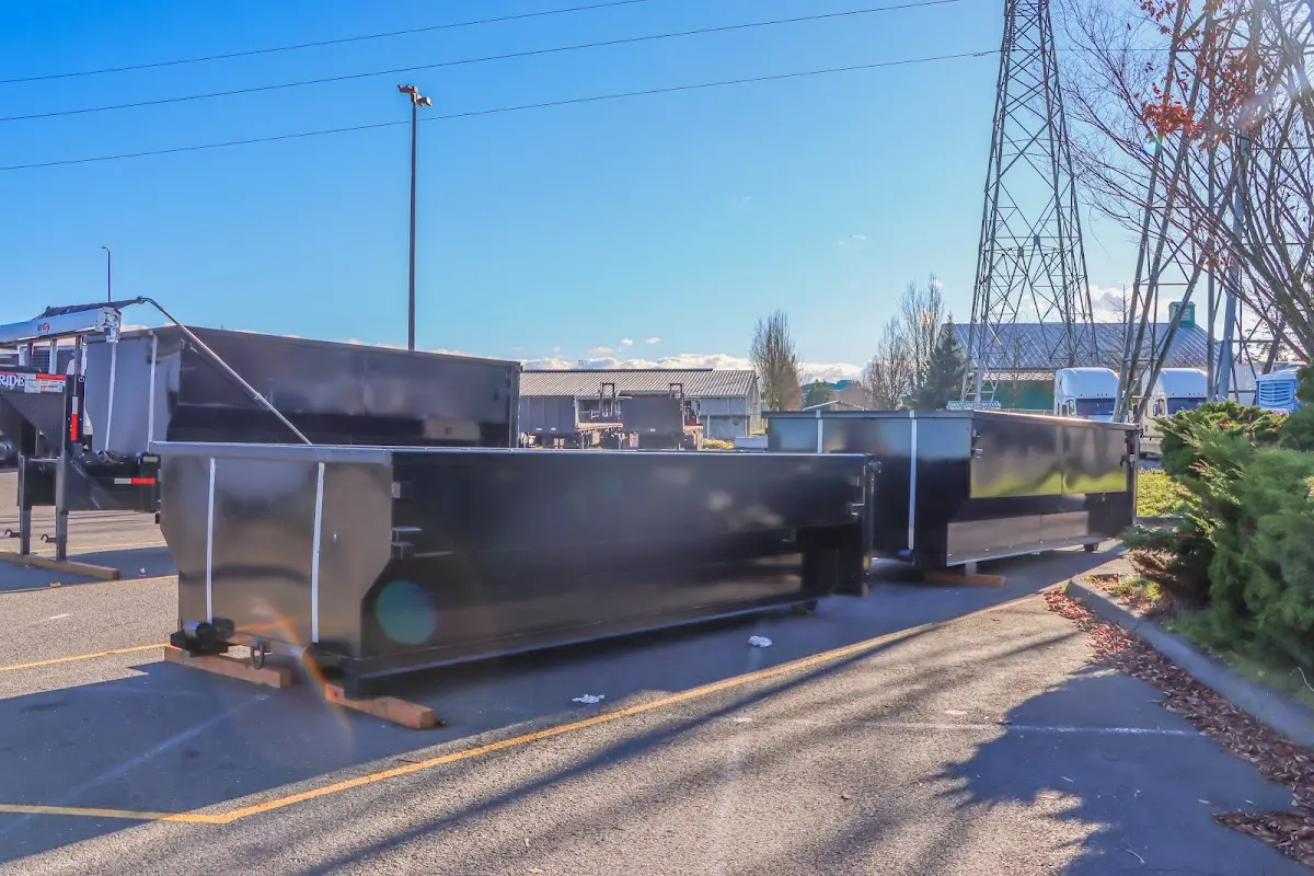 Roll-off dumpster ready for waste disposal at job site for Construction Dumpster Rental in Sandusky